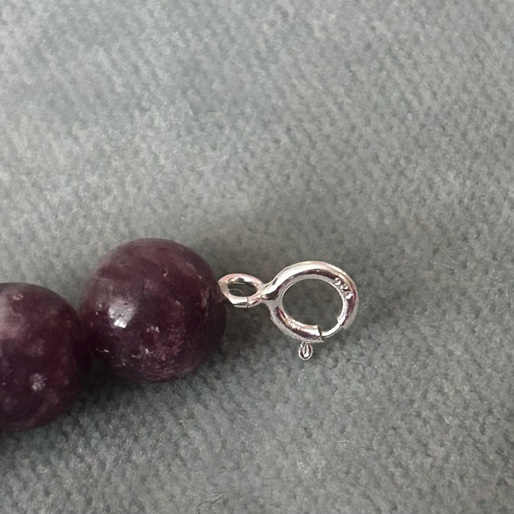 Sterling Silver Lepidolite Gemstone Beaded Bracelet Polished NWOT 925 - Picture 3 of 3